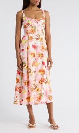 Blu Pepper Button-Up Sundress in Ivory Multi at Nordstrom Rack, Size Medium