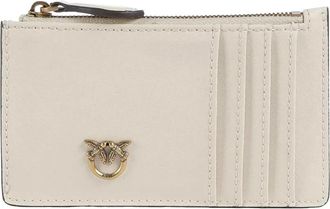 Pinko Airone Cardholder - Dames - Portefeuilles - Wit - ONE Size - Leer - Accessoires