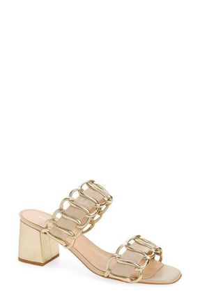 Koko + Palenki Nao Block Heel Slide Sandal in Gold/Beige Leather at Nordstrom, Size 10Us
