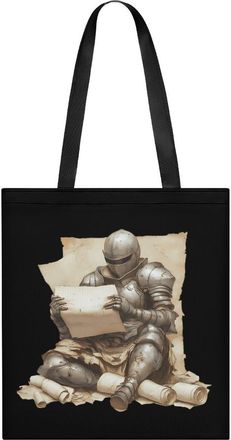 Generic Armored Knights Reading Treasure Map Womens Tote Casual Shopping Bag Lightweight Shoulder Bags Hobos Handbag for Work Travel Daily 35x40cm