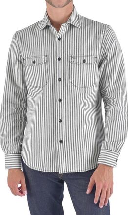 HIROSHI KATO The Brace Button-Up Shirt in Rail Stripe at Nordstrom, Size Medium