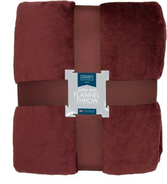 Lewis's Super Soft Flannel Throw - Burgundy - 150x200 cm | TJ Hughes