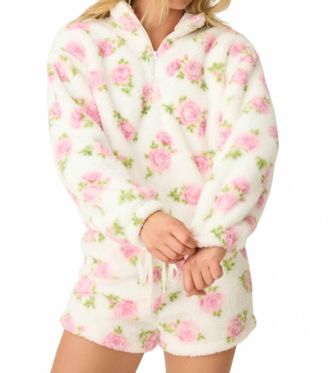 PJ Salvage Plush Half Zip Jacket In Rose