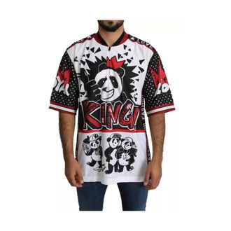 Dolce & Gabbana Tops, Heren, Veelkleurig, S, Katoen, King Panda Print Zip-Up T-shirt