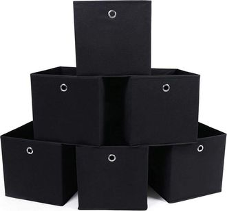 OEM Juego De 6 Cajas De Almacenamiento Plegables Con Orificio Para El Dedo, Color Negro, 30 X 30 X 30 Cm