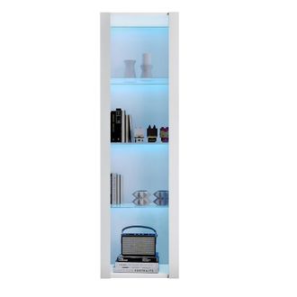 STILVORA Vitrina Con 3 Estantes De Vidrio Y Led, Mueble De Almacenaje En Tablero De Part&iacute;culas Para Sal&oacute;n, 55&times;38&times;166 Cm