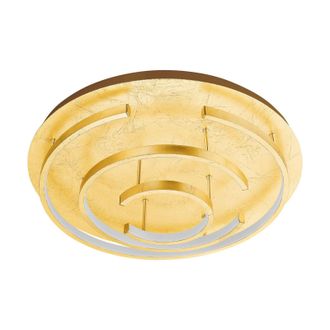Loops Flush Ceiling Light Colour Gold Coloured Shade White Plastic Bulb LED 24W