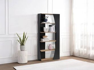 Vente-Unique Bookcase With 5 Shelves - Black & Natural - JILORA
