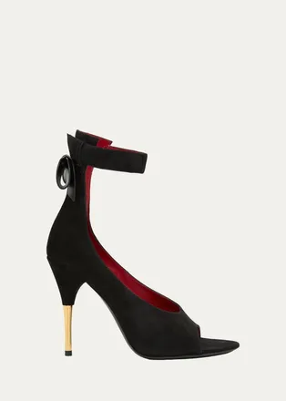 Valentino Garavani Suede Bow-Back Stiletto Sandal