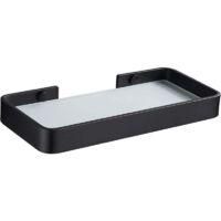 OEM Estante Rectangular De Vidrio Templado Para Ba&ntilde;o, Organizador De Ducha Sin Clavos Ni Desorden, Color Negro - Crezuo