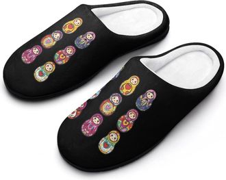 Generic Russian Nesting Dolls Fashion Cotton Slippers for Women Memory Foam House Slippers Non-Slip House Bedroom Shoes