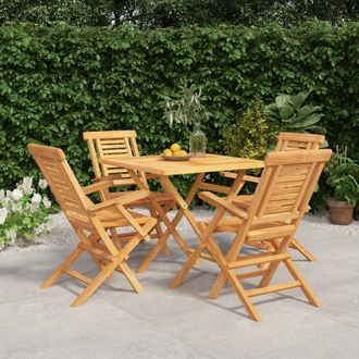 Berkfield Home 5 Piece Garden Dining Set Solid Wood Teak in Brown