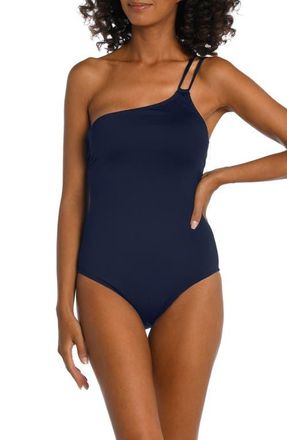 La Blanca Goddess One-Shoulder One-Piece Swimsuit in Indigo at Nordstrom, Size 6