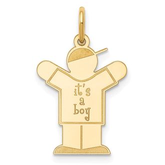 Diamond2Deal 14k Yellow Gold The Kids Small Its a Boy Engravable Love Charm Pendant