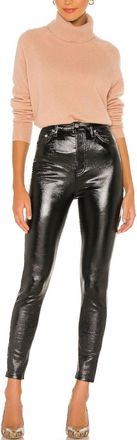 Free People Coated Patent High-Rise Jeans In Black