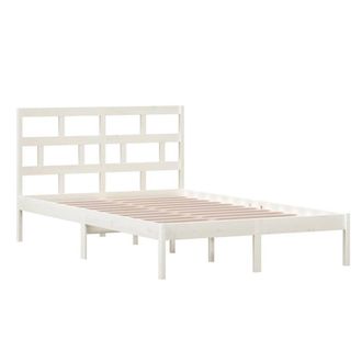 Berkfield Home Beautiful Bed Frame White Solid Wood Pine 120x200 cm | Size: Small Double