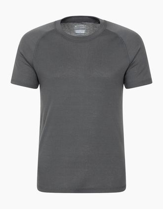 Mountain Warehouse Mens Mountain Warehouse Mens Talus Round Neck Short-Sleeved Thermal Top - Grey - Size: 38