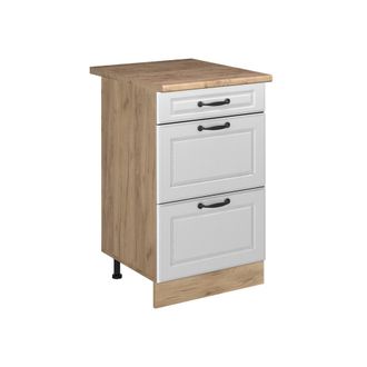 Vicco Mueble Bajo De Cocina R-line, Blanco Casa De Campo/roble Dorado, 50 Cm Encimera Roble Dorado, Vicco