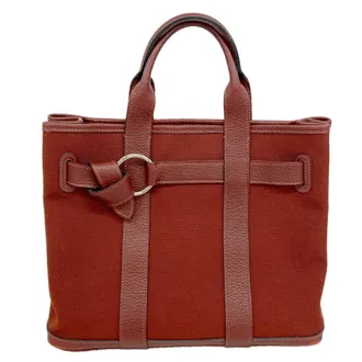 Herm&egrave;s Red Color Toile H Tote Bag (Pre-Owned)