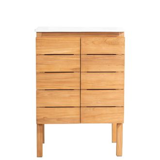 Wanda Collection Mueble ba&ntilde;o de teca y cer&aacute;mica L 60 cm