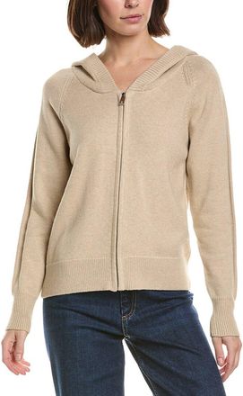 Brodie Ribbed Zip Up Cashmere-Blend Hoodie