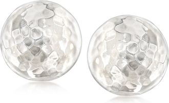 Ross-Simons Italian Sterling Silver Hammered Dome Clip-On Earrings