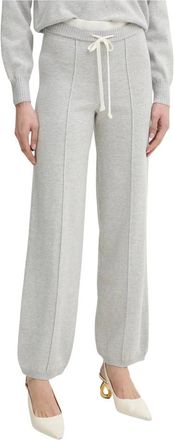 Twinset Broeken, Dames, Grijs, S, Katoen, Gebreide joggingbroek met trekkoord
