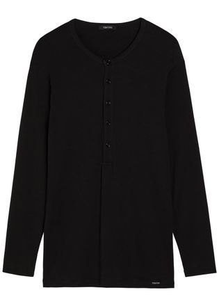 Tom Ford Henley Stretch-cotton top - Black - M