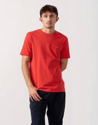 GANT Mens GANT Mens Regular Fit Short Sleeve Shield Logo T-Shirt - 641 Rose Red - Size: 38