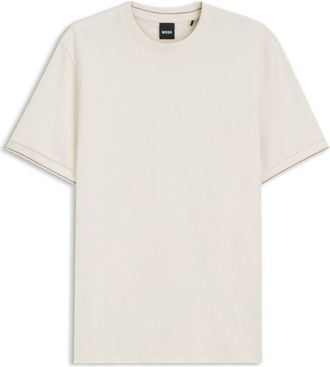 BOSS Structured cotton T-shirt with cuff stripes