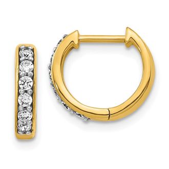 Diamond2Deal 14k Yellow Gold 1/4 ct Lab Grown Diamond Hinged Hoop Earrings VS Clarity, G-H Color