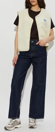 American Vintage Fleece Vest With Logo Patch, Womens, Cream