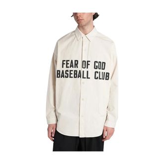 Fear of God Casual Shirts, male, Beige, Size: XL Garment Dyed Cotton Relaxed Shirt