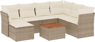 vidaXL Vidaxl - Juego De Sof&aacute;s De Jard&iacute;n Con Cojines Beige 8 Pzas Rat&aacute;n Pe