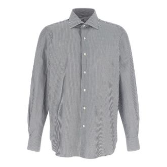 Finamore 1925 Shirt - Heren - Overhemden - Blauw - Maat: 2XL Katoen