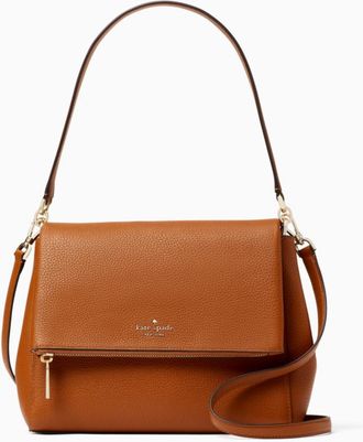 Kate Spade New York Womens Leila Medium Flap Shoulder Bag - Brown Leather - One Size