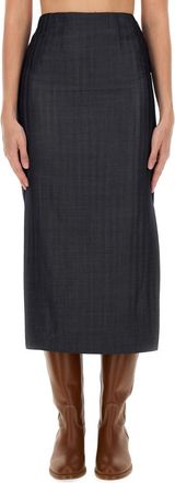 Etro Grey Checks Midi Skirt