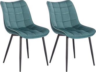 Woltu Pack De 2 Sillas De Comedor Asiento De Terciopelo Silla Dise&ntilde;o Silla Tapizada Estructura Met&aacute;lica Sill&oacute;n Con Respaldo Silla De Cocina Turquesa - Woltu