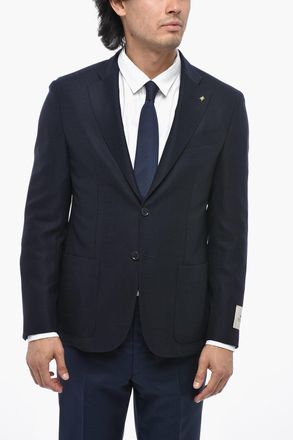 Corneliani CC COLLECTION Blazer Sfoderato in Lana Vergine con Tasche a Toppa Corneliani