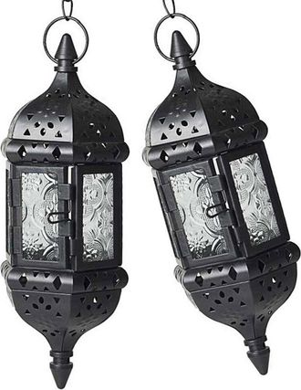 OEM Juego De 2 Portavelas Colgantes De Metal, Negros