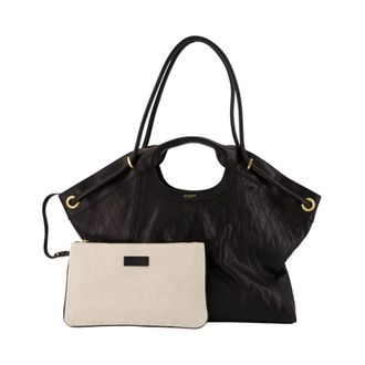 Balmain Large Tote in topstitched leather - female - Balmain - Handbags - Black - ONE SIZE - Bags