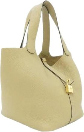 Herm&egrave;s Pre-owned Bucket Bag - Dames - Vintage Tas - Beige - ONE Size - Leer - Vintage