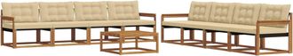 vidaXL Conjunto De Sof&aacute;s De Exterior 9 Uds. Natural Y Beige Vidaxl