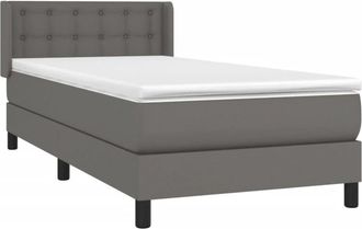 vidaXL Vidaxl - Cama Box Spring Con Colch&oacute;n Cuero Sint&eacute;tico Gris 100x200 Cm