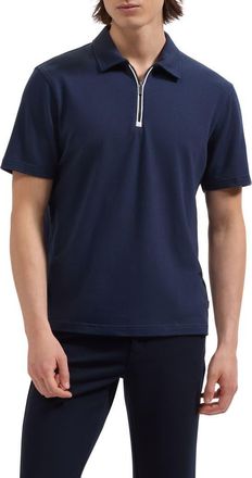 Bugatchi Quarter Zip Polo in Navy at Nordstrom, Size Xx-Large