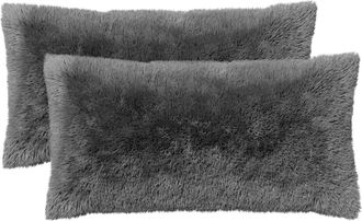 vidaXL Funda De Almohada 2 Pcs Heerlen Gris Claro 40 X 70 Cm Fleece Pv Vidaxl