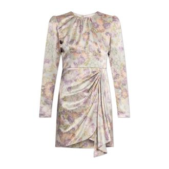 Alessandra Rich Short Dresses, female, Multicolor, Size: 2XS Silk Dress With a Floral Motif