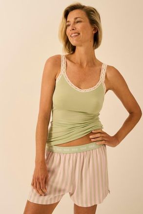 Stripe and Stare Ecovero Pyjama Shorts in Eucalyptus Stripe at Nordstrom, Size X-Small