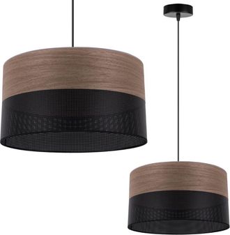 OEM L&aacute;mpara Colgante Individual, Pantalla De Chapa De Nogal, 35 Cm