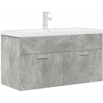 vidaXL Mueble De Ba&ntilde;o Con Lavabo Incorporado Y Grifo Gris Hormig&oacute;n